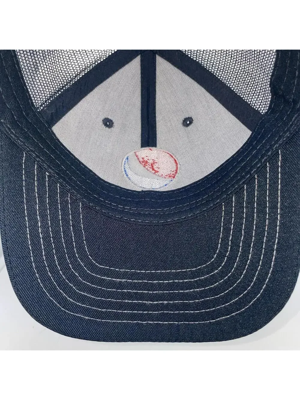 Pepsi Soda Navy Blue Mesh Snapback Trucker Hat Embroidered Logo G&G Outfitters